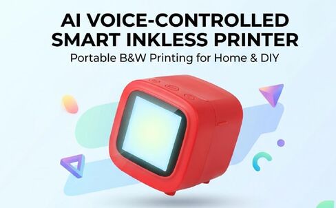 Pomya AI Voice Mini Sticker Printer, Smart Inkless Black White Printing, Portable AI Photo Printer with Paper Roll for Journaling, DIY Crafts, Notes and Gifts in Kuwait