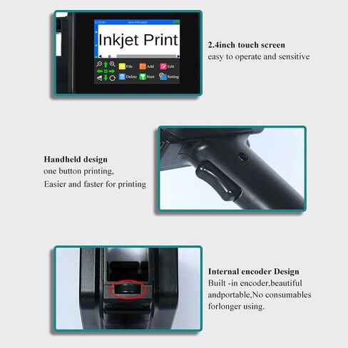 Handheld Inkjet Printer 600DPI Quick Drying 42ml | High resolution printing on multiple surfaces with ergonomic grip and solvent cartridge in Kuwait