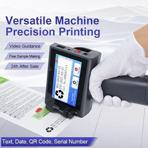 Handheld Inkjet Printer 4.3 Touch Screen 29 Languages | Portable coder for barcode QR date on carton wood plastic with quick drying ink in Kuwait