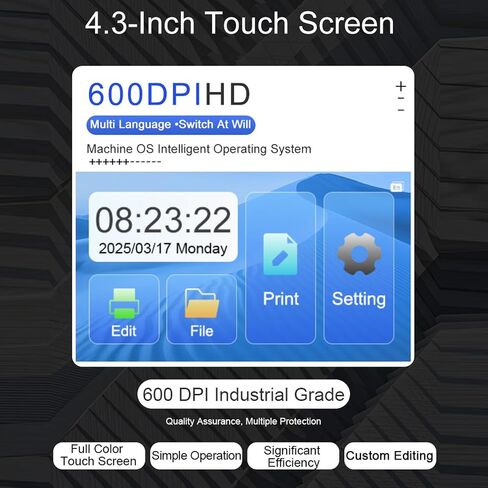 Handheld Inkjet Printer 4.3 Touch Screen 29 Languages | Portable coder for barcode QR date on carton wood plastic with quick drying ink in Kuwait