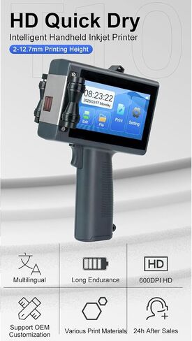 Handheld Inkjet Printer 4.3 Touch Screen 29 Languages | Portable coder for barcode QR date on carton wood plastic with quick drying ink in Kuwait