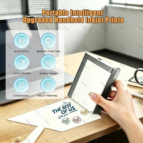 Mini Handheld Inkjet Printer, 1.02 Inch Print Height Portable Quick Dry Inkjet Coding Machine Support 14 Languages 3 Print Precision for Code Date Label QR Code Barcode Logo Printing Black in Kuwait