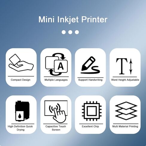 HERCHR Portable Handheld Inkjet Printer Gun, 12.7mm Handheld Printer Printing Machine for Barcode Date Label Batch Number Without Ink Cartridges, Support Multi Languages in Kuwait