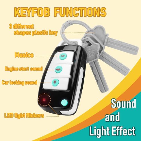 Pretend Play Playset for Toddlers Babies, Musical Toys with Light and Sound for Boys and Girls, TV Remote Control and Smart Phone Toys and Car Remote and Playing Key with Cards Toy Set in Kuwait