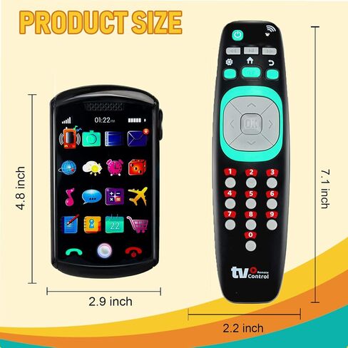Pretend Play Playset for Toddlers Babies, Musical Toys with Light and Sound for Boys and Girls, TV Remote Control and Smart Phone Toys and Car Remote and Playing Key with Cards Toy Set in Kuwait