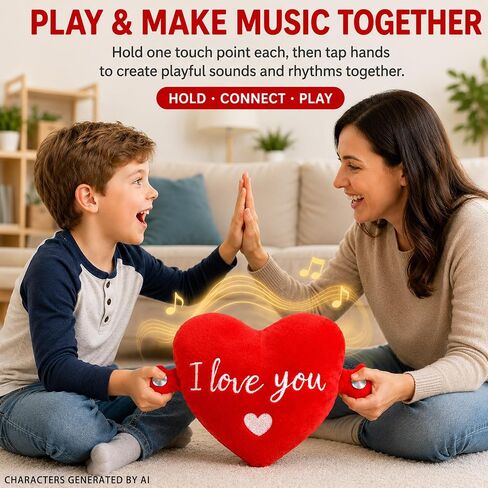 Baby Musical Sensory Toy,Interactive Dual Mode Plush Toy with Sounds | Red Heart Rechargeable Educational Toy, Skin Touch Activated Sound Plush,Christmas Birthday Gift for Kids Boys Girls All Ages in Kuwait