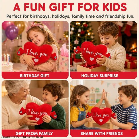 Baby Musical Sensory Toy,Interactive Dual Mode Plush Toy with Sounds | Red Heart Rechargeable Educational Toy, Skin Touch Activated Sound Plush,Christmas Birthday Gift for Kids Boys Girls All Ages in Kuwait
