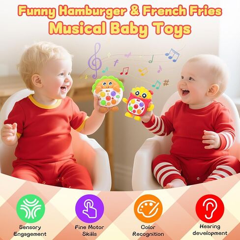 Baby Musical Toys with Music & Quick Push Game for Toddlers 1-3 | Interactive Light up Baby Toy with Music & Sound Effects & 5 Level Quick Push Game, Birthday Gift for Boy Girl Ages 1 2 3 in Kuwait