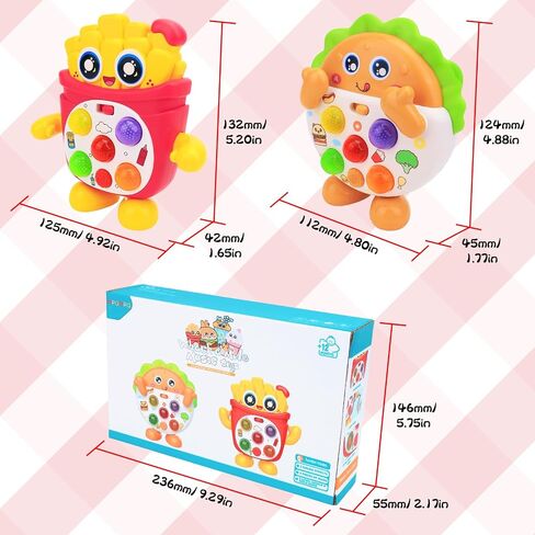 Baby Musical Toys with Music & Quick Push Game for Toddlers 1-3 | Interactive Light up Baby Toy with Music & Sound Effects & 5 Level Quick Push Game, Birthday Gift for Boy Girl Ages 1 2 3 in Kuwait