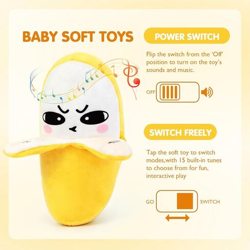 Banana Shaped Plush Musical Sensory Toy, Interactive Educational Activity Toy in Kuwait