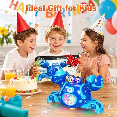 Remote Control Crab Toy for Boys 4 Years Old, Cool Boys Gifts for Ages 4-7 | Musical Crawling Crab Bubble Machine Toy with Lights, Mist Spray, Christmas Birthday Gift for 4 5 6 7 Year Old Boys Kids Blue in Kuwait