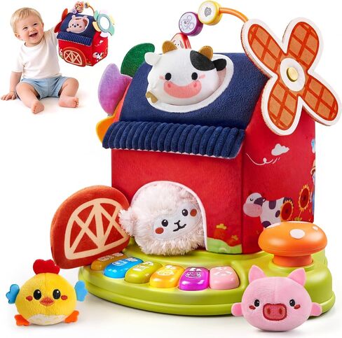 Toys for 1 Year Old Boy Girl, Farm Animals Birthday Gifts for 1 Year Old Boy, Sensory Musical Toys for One Year Old Boy Birthday Gift, Baby Toys 6-12 Months, First Birthday Gifts for Boys Girls in Kuwait