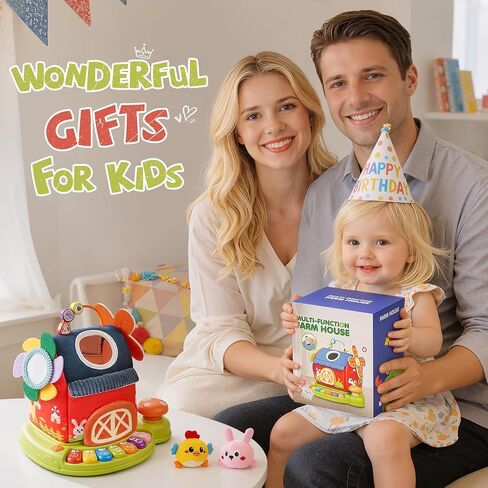 Toys for 1 Year Old Boy Girl, Farm Animals Birthday Gifts for 1 Year Old Boy, Sensory Musical Toys for One Year Old Boy Birthday Gift, Baby Toys 6-12 Months, First Birthday Gifts for Boys Girls in Kuwait
