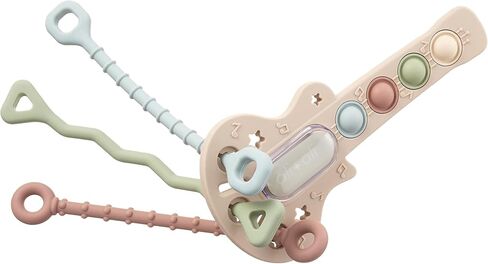 Ali+Oli Baby Guitar Pop Activity Toy – Silicone Sensory Pop Toy with Textured Teething Handles, Interactive Popping Buttons, Fine Motor Skill Toy for Babies and Toddlers in Kuwait