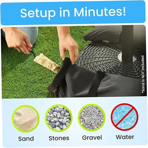 2Pcs Sand Bags for 49Lb Outdoor Fillable Sand Bags for Weight Weatherproof Arched Sandbags with Sturdy Strip for Flooding, Outdoor, Garden, Umbrella Stand in Kuwait