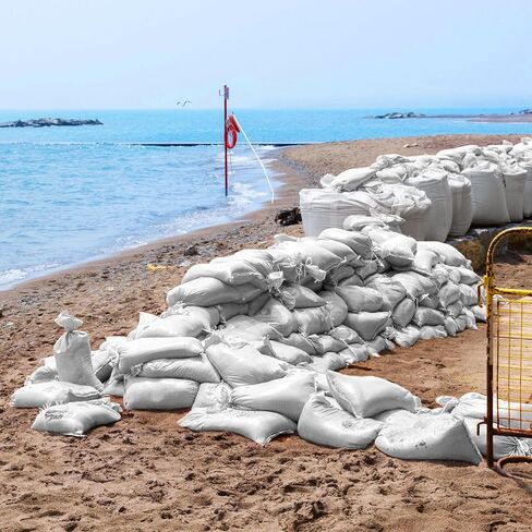 Windyun 500 Pcs White Empty Sandbags with Ties 18 x 30 Inch White Woven Polypropylene Sand Bags Bulk, Heavy Duty Sand Bags Flood Water Barrier for Hurricane Flooding, Construction in Kuwait