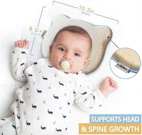 Memory Foam Baby Cushion, Soft Cozy Machine-Washable, Head and Neck Support Breathable Anti-Slip Design for Infants for Small Boys and Girls Tummy Time(Beige) in Kuwait