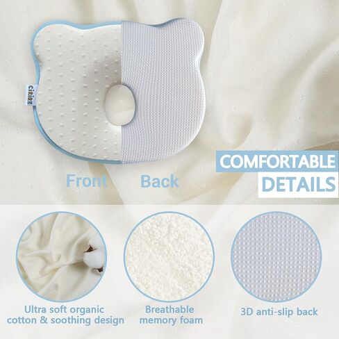 Memory Foam Baby Cushion, Soft Cozy Machine-Washable, Head and Neck Support Breathable Anti-Slip Design for Infants for Small Boys and Girls Tummy Time(Beige) in Kuwait