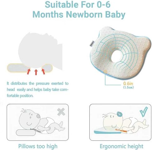 Memory Foam Baby Cushion, Soft Cozy Machine-Washable, Head and Neck Support Breathable Anti-Slip Design for Infants for Small Boys and Girls Tummy Time(Beige) in Kuwait