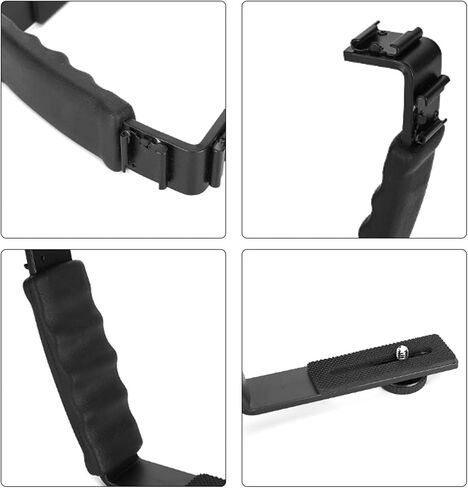 Dpofirs Aluminum L Flash Bracket for Camera | Dual Hot Shoe Mount Bracket with 1/4 Thread for DSLR Microphone LED Light DV in Kuwait