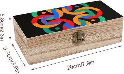Mindful Pattern Wooden Storage Box with Hinged Lid for Photo | Wood Keepsake Box, Dustproof Storage Box, Decorative Treasure Chest, Memory Box for Crafts Coins Stamps Letters Jewelry in Kuwait