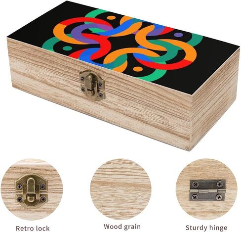 Mindful Pattern Wooden Storage Box with Hinged Lid for Photo | Wood Keepsake Box, Dustproof Storage Box, Decorative Treasure Chest, Memory Box for Crafts Coins Stamps Letters Jewelry in Kuwait