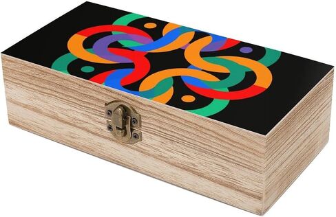 Mindful Pattern Wooden Storage Box with Hinged Lid for Photo | Wood Keepsake Box, Dustproof Storage Box, Decorative Treasure Chest, Memory Box for Crafts Coins Stamps Letters Jewelry in Kuwait