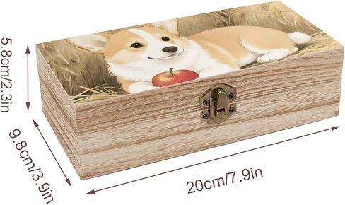 Puppy Dog Wooden Storage Box with Hinged Lid for Photo | Wood Keepsake Box, Dustproof Storage Box, Decorative Treasure Chest, Memory Box for Crafts Coins Stamps Letters Jewelry in Kuwait