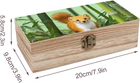 Yellowthroated Marten Bamboo Wooden Storage Box with Hinged Lid for Photo | Wood Keepsake Box, Dustproof Storage Box, Decorative Treasure Chest, Memory Box for Crafts Coins Stamps Letters Jewelry in Kuwait