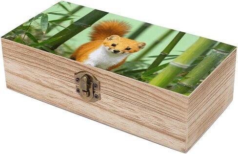 Yellowthroated Marten Bamboo Wooden Storage Box with Hinged Lid for Photo | Wood Keepsake Box, Dustproof Storage Box, Decorative Treasure Chest, Memory Box for Crafts Coins Stamps Letters Jewelry in Kuwait