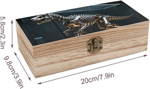 Mechanical Dinosaur Skeleton Wooden Storage Box with Hinged Lid for Photo | Wood Keepsake Box, Dustproof Storage Box, Decorative Treasure Chest, Memory Box for Crafts Coins Stamps Letters Jewelry in Kuwait