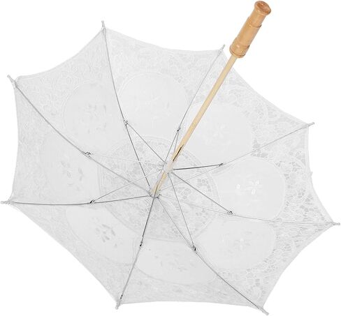 Handmade Lace Umbrella Elegant Embroidery Parasol for Wedding Bride Photography Silk Cloth 1 Unit in Kuwait
