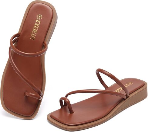 Womens Casual Beach Flat Sandals Summer Comfort Toe Ring Thong Slides Ladies Lightweight Slip on Slippers in Kuwait