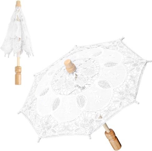 Beautiful Lace Umbrella Elegant Wedding Decoration for Bridal Photos - Small Size 25.3 X 28.9cm White or Beige in Kuwait