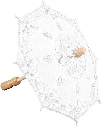 Beautiful Lace Umbrella Elegant Wedding Decoration for Bridal Photos - Small Size 25.3 X 28.9cm White or Beige in Kuwait
