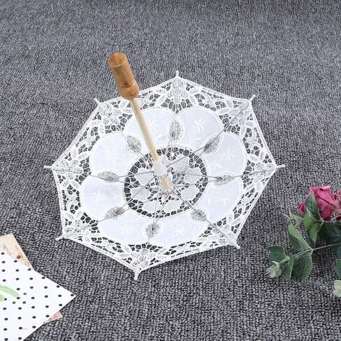 Beautiful Lace Umbrella Elegant Wedding Decoration for Bridal Photos - Small Size 25.3 X 28.9cm White or Beige in Kuwait