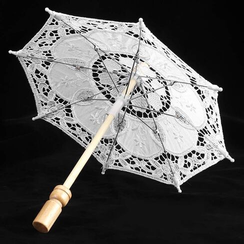 Bridal Lace Umbrella, Small Handmade Wooden Handle Umbrella for Wedding Decoration, Stage Performance in Kuwait