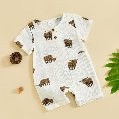 Western Baby Boy Clothes Country Cowboy Romper One-piece Jumpsuit Spring Summer Clothes 0 3 6 12 Months in Kuwait