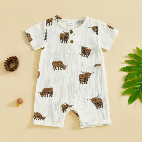 Western Baby Boy Clothes Country Cowboy Romper One-piece Jumpsuit Spring Summer Clothes 0 3 6 12 Months in Kuwait