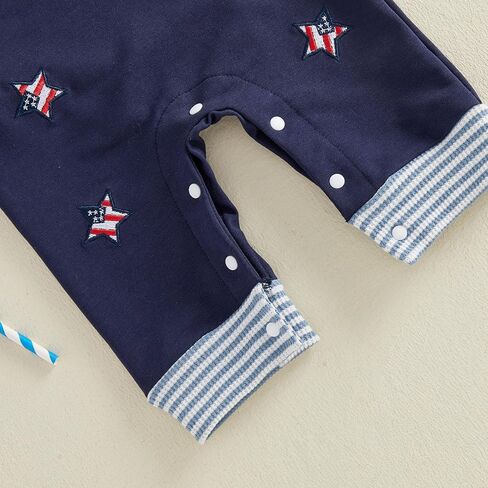 Sasaerucure Baby Boy 4th of July Outfit Short Sleeve Romper Suspender American Flag Jumpsuit Overall Pants Set in Kuwait
