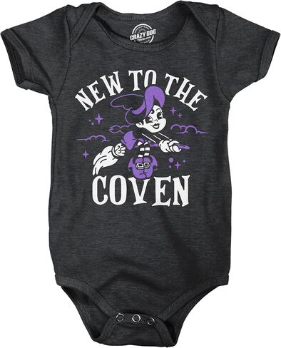 New To The Coven Baby Bodysuit Funny Witch Halloween Jumper For Infants | Funny Onesies, Halloween Clothes for Baby, Cool Onesie, Super soft blend, Novelty Onesie in Kuwait
