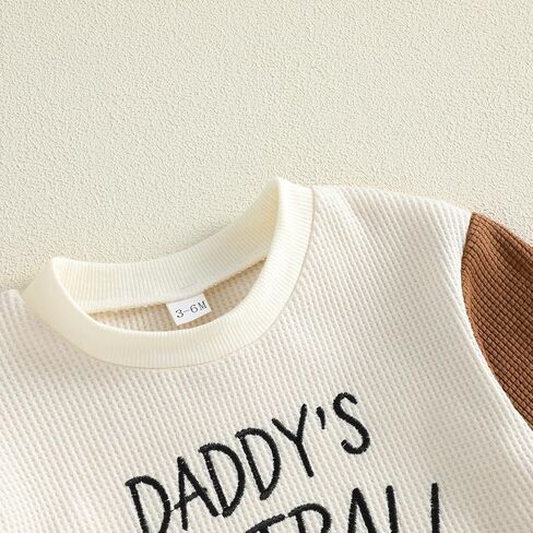 Baby Boy Girl Football Outfit Sweasthirt Romper Long Sleeve Shirt Bodysuit | Daddys Football Buddy Letter Crewneck Pullover Waffle Knit Sweater Bubble Romper Fall Winter Clothes in Kuwait