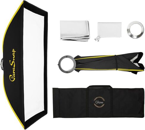 Glow ParaSnap 12x36" Strip SterlingFibre Bowens Mount Softbox w/External & Internal Diffusers, 144mm Bowens Speedring, Soft box Swap Speedring Adapter Perfect for Studio Softbox Light in Kuwait