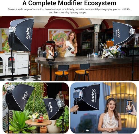 Godox EazyFlow Rect 30x45 Foldable Softbox, 30x45cm / 11.8x17.7 Quick Release Strip with Grid & Bowens Mount, 1-Second Setup for Flash LED Light, Accent Hair Small Product Detail Photography in Kuwait