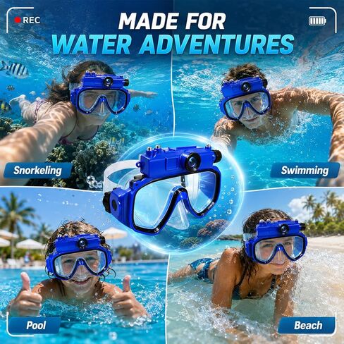 2K Diving Mask Camera for Snorkeling and Swimming | 15 m Waterproof, Detachable Design, Wi-Fi Viewing, Type-C Charging & 16GB TF Card in Kuwait