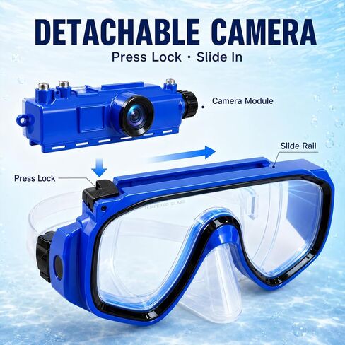 2K Diving Mask Camera for Snorkeling and Swimming | 15 m Waterproof, Detachable Design, Wi-Fi Viewing, Type-C Charging & 16GB TF Card in Kuwait