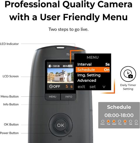 Brinno Time Lapse Camera BCC300-C Bundle, Outdoor Construction Jobsite Plant Weather - HDR FHD1080P Timelapse Camera LCD Screen - Extended Battery Life IPX4 Water-Resistant Housing and Clamp in Kuwait