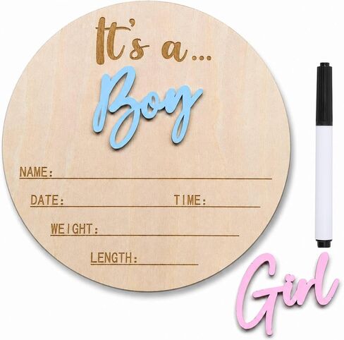 Baby Announcement Sign, Boy Girl Choice Hello World Newborn Sign | 5.9 Inch Welcome Baby Sign Hospital Photos, Nursery Flat Lays And Baby Shower Gifts, Boy or Girl Newborn Announcement Setup in Kuwait