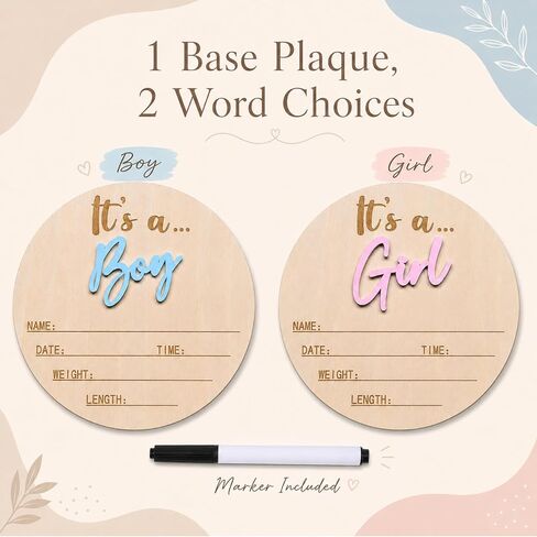 Baby Announcement Sign, Boy Girl Choice Hello World Newborn Sign | 5.9 Inch Welcome Baby Sign Hospital Photos, Nursery Flat Lays And Baby Shower Gifts, Boy or Girl Newborn Announcement Setup in Kuwait