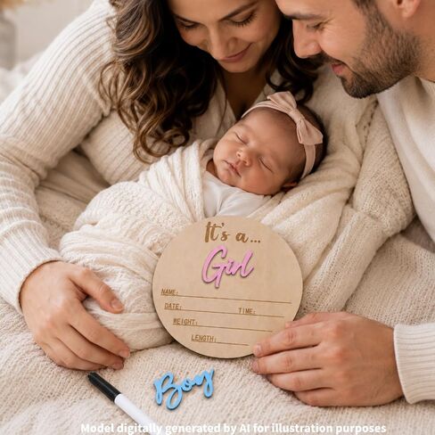 Baby Announcement Sign, Boy Girl Choice Hello World Newborn Sign | 5.9 Inch Welcome Baby Sign Hospital Photos, Nursery Flat Lays And Baby Shower Gifts, Boy or Girl Newborn Announcement Setup in Kuwait
